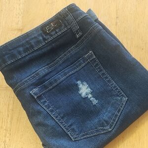 Earl Jeans Dark Blue Distressed Ankle Jeans